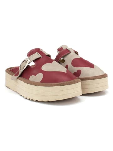 Calceo Clogs in Rot/ Creme