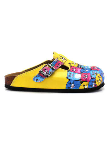 Calceo Clogs in Gelb/ Blau