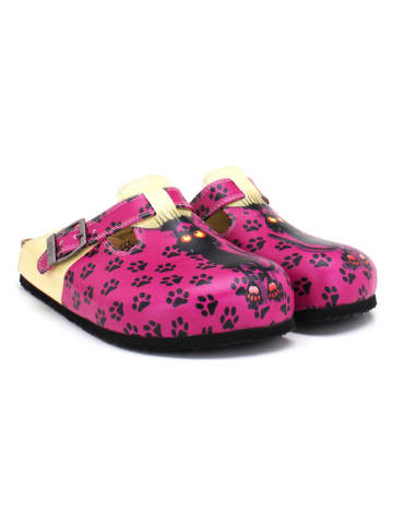 Calceo Clogs in Pink/ Gelb
