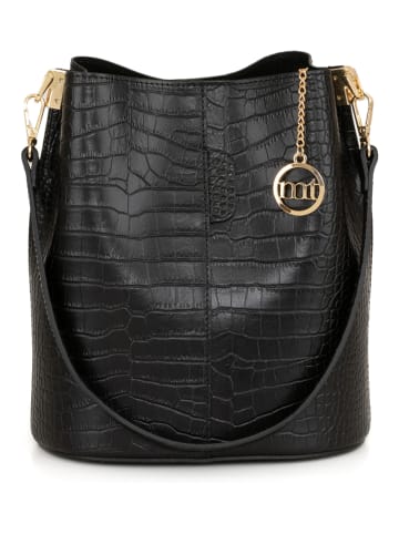 Mia Tomazzi Leren schoudertas zwart - (B)28 x (H)26 x (D)10 cm