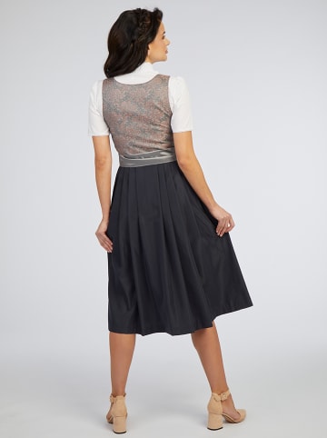 Turi Landhaus Dirndl in Anthrazit/ Apricot