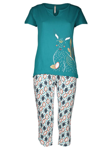 Melissa Brown Pyjama turquoise/wit