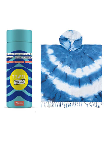 Towel to Go Poncho "Towel To Go - Tie Dye" in Blau/ Weiß - (L)180 x (B)100 cm