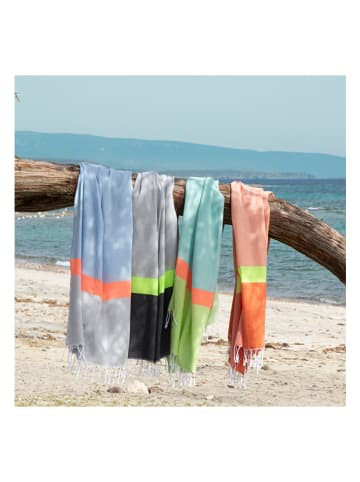 Towel to Go Strandtuch in Hellblau/ Grau - (L)180 x (B)100 cm