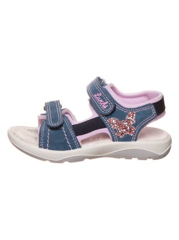 Lurchi Skórzane sandały "Fia" w kolorze niebiesko-jasnoróżowym