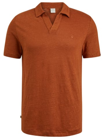 CAST IRON Leinen-Poloshirt in Orange