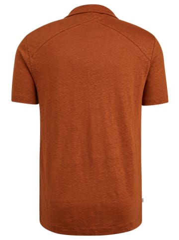 CAST IRON Lniana koszulka polo w kolorze pomarańczowym