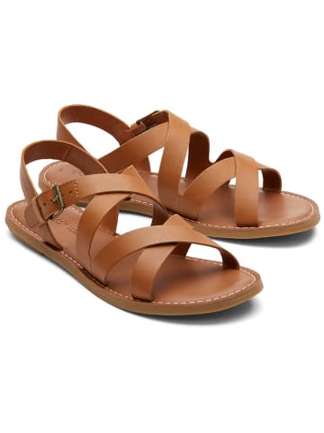 TOMS Leder-Sandalen in Hellbraun