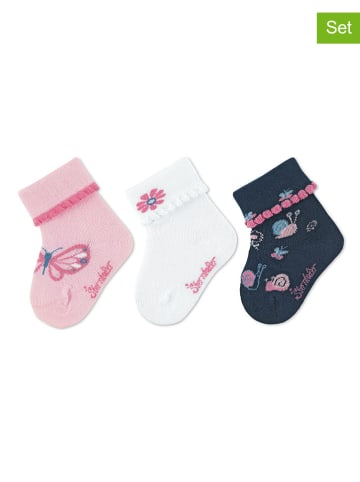 Sterntaler 3er-Set: Baby-Socken in Rosa/ Weiß/ Dunkelblau