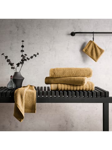 HNL 3-częściowy zestaw ręczników "Premium" w kolorze musztardowym dla gości
