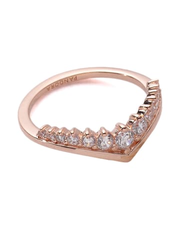 Pandora Rosévergold. Ring mit Edelsteinen