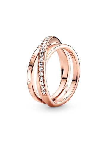 Pandora Rosévergold. Ring mit Edelsteinen