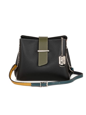 Anna Morellini Leder-Umhängetasche "Ciosa" in Hellbraun/ Schwarz - (B)22 x (H)17 x (T)10 cm