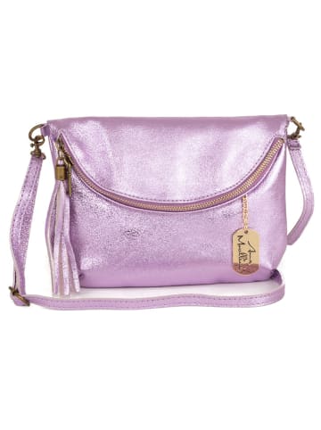 Anna Morellini Leder-Umhängetasche "Beverly" in Lila - (B)22 x (H)18 x (T)2 cm