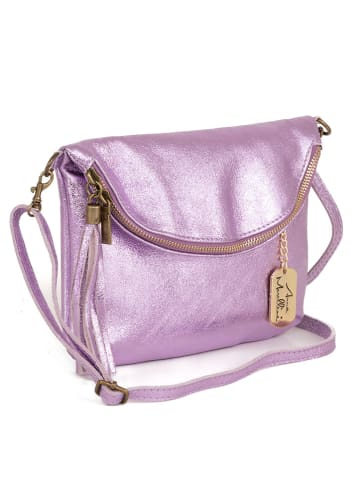 Anna Morellini Leder-Umhängetasche "Beverly" in Lila - (B)22 x (H)18 x (T)2 cm