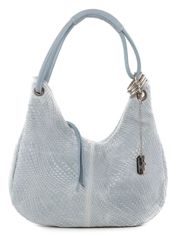 Anna Morellini Leder-Schultertasche "Concetta" in Hellblau - (B)38 x (H)34 x (T)19 cm