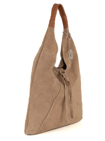 Anna Morellini Skórzany shopper bag "Eleonora" w kolorze szarobrązowym - 40 x 31 x 2 cm
