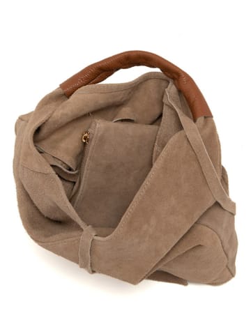 Anna Morellini Leren shopper "Eleonora" taupe - (B)40 x (H)31 x (D)2 cm