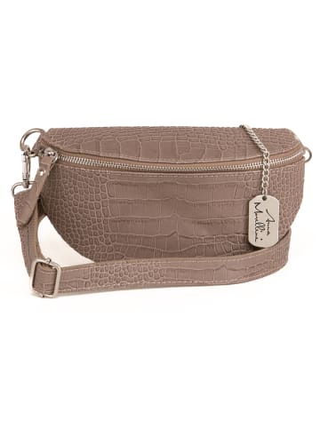 Anna Morellini Leder-Gürteltasche "Azzurra" in Taupe - (B)21 x (H)13 x (T)6 cm