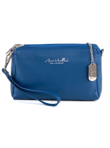 Anna Morellini Leder-Umhängetasche "Idalia" in Blau - (B)24 x (H)16 x (T)9 cm