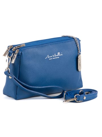 Anna Morellini Leder-Umhängetasche "Idalia" in Blau - (B)24 x (H)16 x (T)9 cm