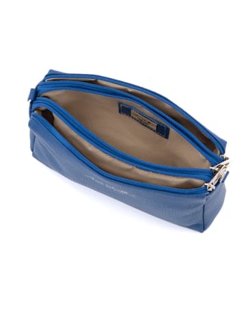 Anna Morellini Leder-Umhängetasche "Idalia" in Blau - (B)24 x (H)16 x (T)9 cm