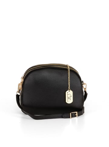 Anna Morellini Leder-Umhängetasche "Veriana" in Schwarz - (B)22 x (H)18 x (T)7 cm
