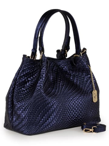 Anna Morellini Leder-Henkeltasche "Eloisa" in Dunkelblau - (B)38 x (H)28 x (T)16 cm