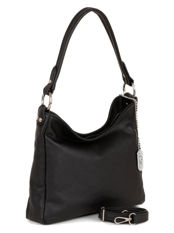 Anna Morellini Leder-Schultertasche "Paolina" in Schwarz - (B)28 x (H)24 x (T)8 cm