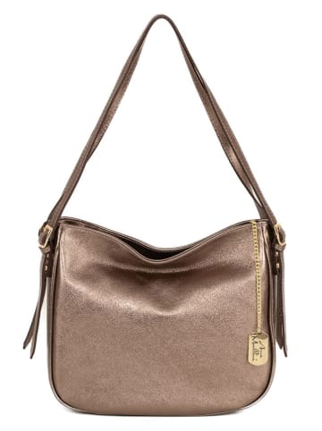 Anna Morellini Leder-Schultertasche "Cipriana" in Altgold - (B)31 x (H)28 x (T)11 cm