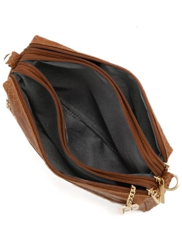 Anna Morellini Leder-Umhängetasche "Luigina" in Hellbraun - (B)25 x (H)16 x (T)7 cm
