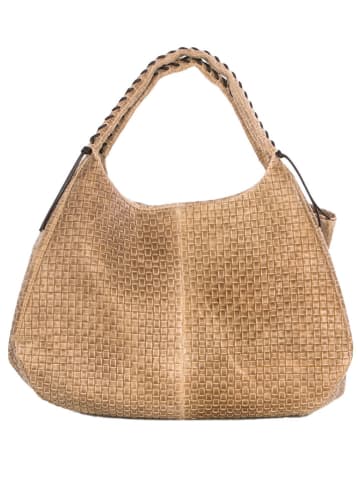 Lucca Baldi Leren handtas "Pitigliano" beige - (B)41 x (H)34 x (D)30 cm