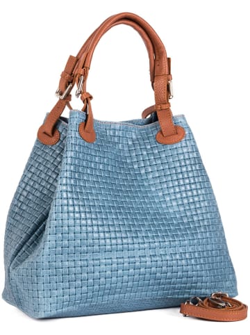 Lucca Baldi Leren handtas "Fosdinovo" blauw - (B)37 x (H)45 x (D)15 cm