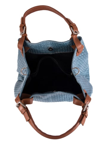 Lucca Baldi Leren handtas "Fosdinovo" blauw - (B)37 x (H)45 x (D)15 cm