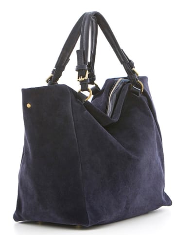 Lucca Baldi Skórzany shopper bag "Gimignano" w kolorze granatowym - 45 x 50 x 20 cm