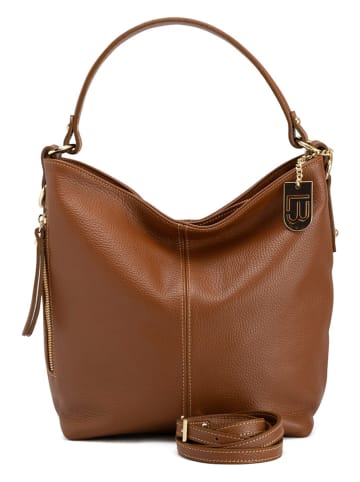Lucca Baldi Leder-Schultertasche "Carrara" in Cognac - (B)36 x (H)28 x (T)12 cm