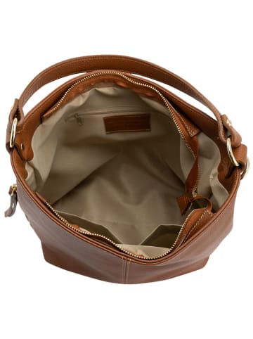 Lucca Baldi Leder-Schultertasche "Carrara" in Cognac - (B)36 x (H)28 x (T)12 cm