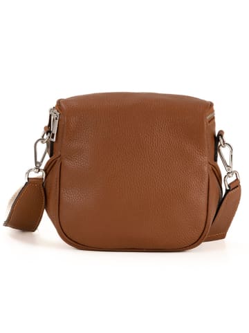 Lucca Baldi Leder-Umhängetasche "Favara" in Cognac - (B)24 x (H)19 x (T)7 cm