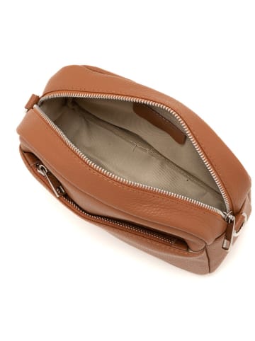 Lucca Baldi Leren schoudertas "Cascina" bruin - (B)22 x (H)18 x (D)9 cm
