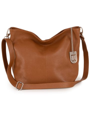 Lucca Baldi Leder-Schultertasche "Trapani " in Cognac - (B)23 x (H)25 x (T)14 cm