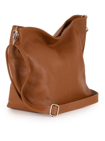 Lucca Baldi Leder-Schultertasche "Trapani " in Cognac - (B)23 x (H)25 x (T)14 cm