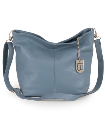 Lucca Baldi Leder-Schultertasche "Trapani " in Hellblau - (B)23 x (H)25 x (T)14 cm