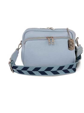 Anna Morellini Leder-Umhängetasche "Erminia" in Hellblau - (B)22 x (H)17 x (T)9 cm