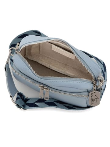 Anna Morellini Leder-Umhängetasche "Erminia" in Hellblau - (B)22 x (H)17 x (T)9 cm