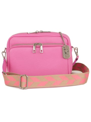 Anna Morellini Leder-Umhängetasche "Erminia" in Pink - (B)22 x (H)17 x (T)9 cm