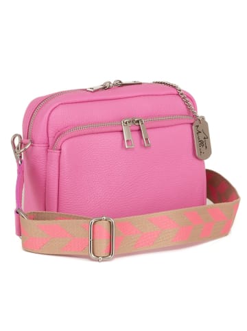 Anna Morellini Leder-Umhängetasche "Erminia" in Pink - (B)22 x (H)17 x (T)9 cm