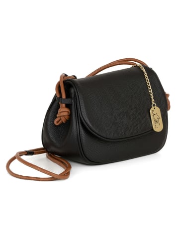 Anna Morellini Leder-Umhängetasche "Drina" in Schwarz - (B)22 x (H)15 x (T)10 cm
