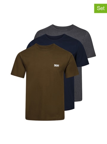 DKNY 3-delige set: shirts kaki/donkerblauw/grijs