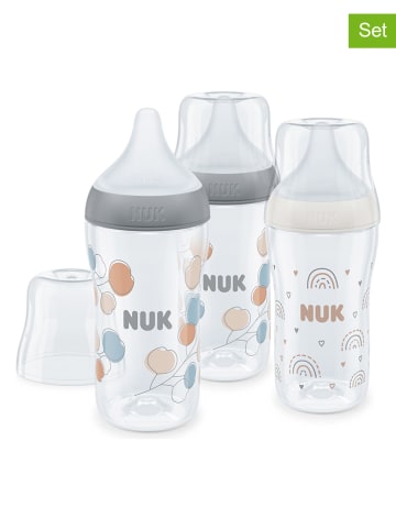 NUK 3er-Set: Babyflaschen "Perfect Match - Regenbogen + Zweige" in Grau