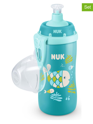 NUK Butelki (2 szt.) w kolorze turkusowym do nauki picia - 300 ml